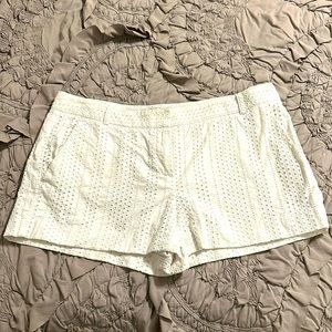 Theory White Eyelet Shorts